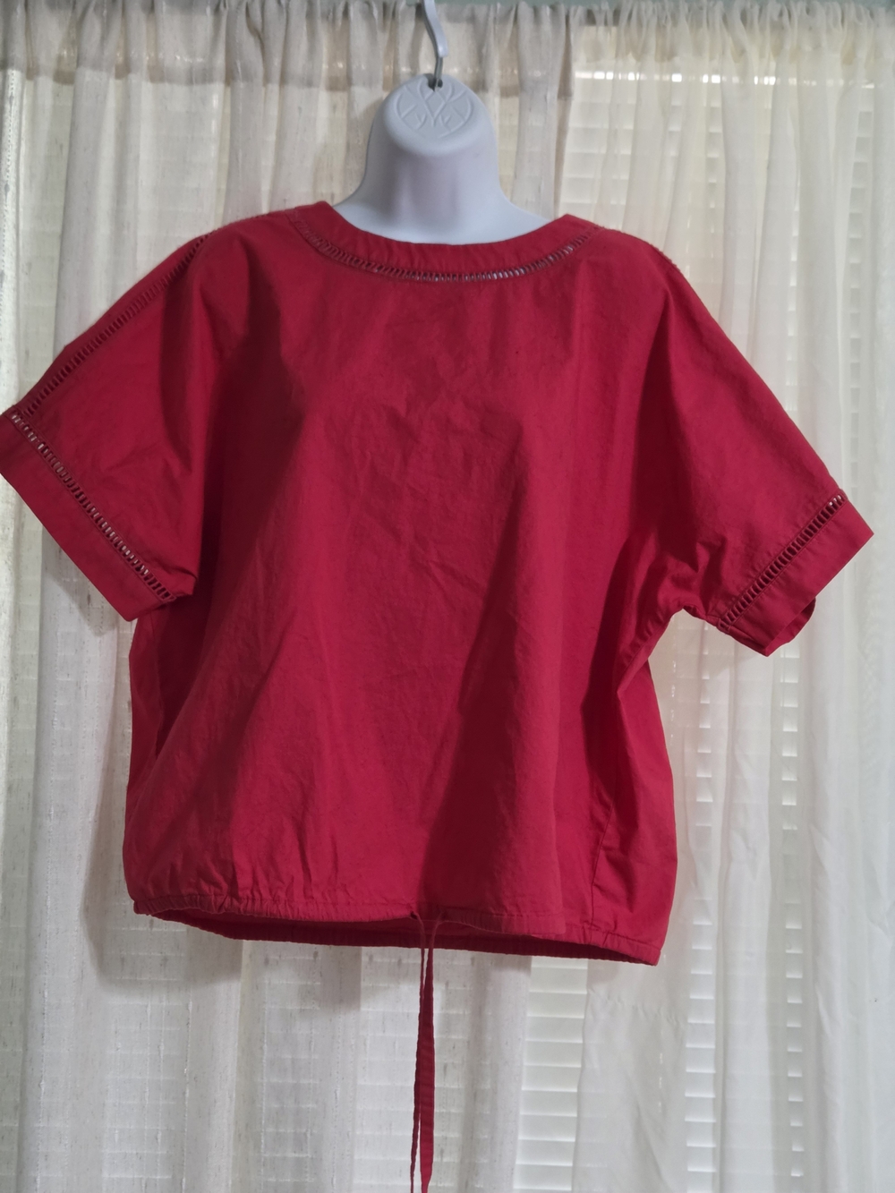 The Limited Women's Short Sleeve Red Drawstring Top
